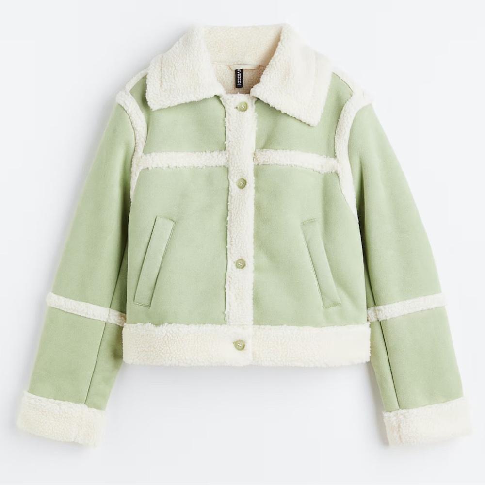 H&M Women’s light green teddy-lined jacket